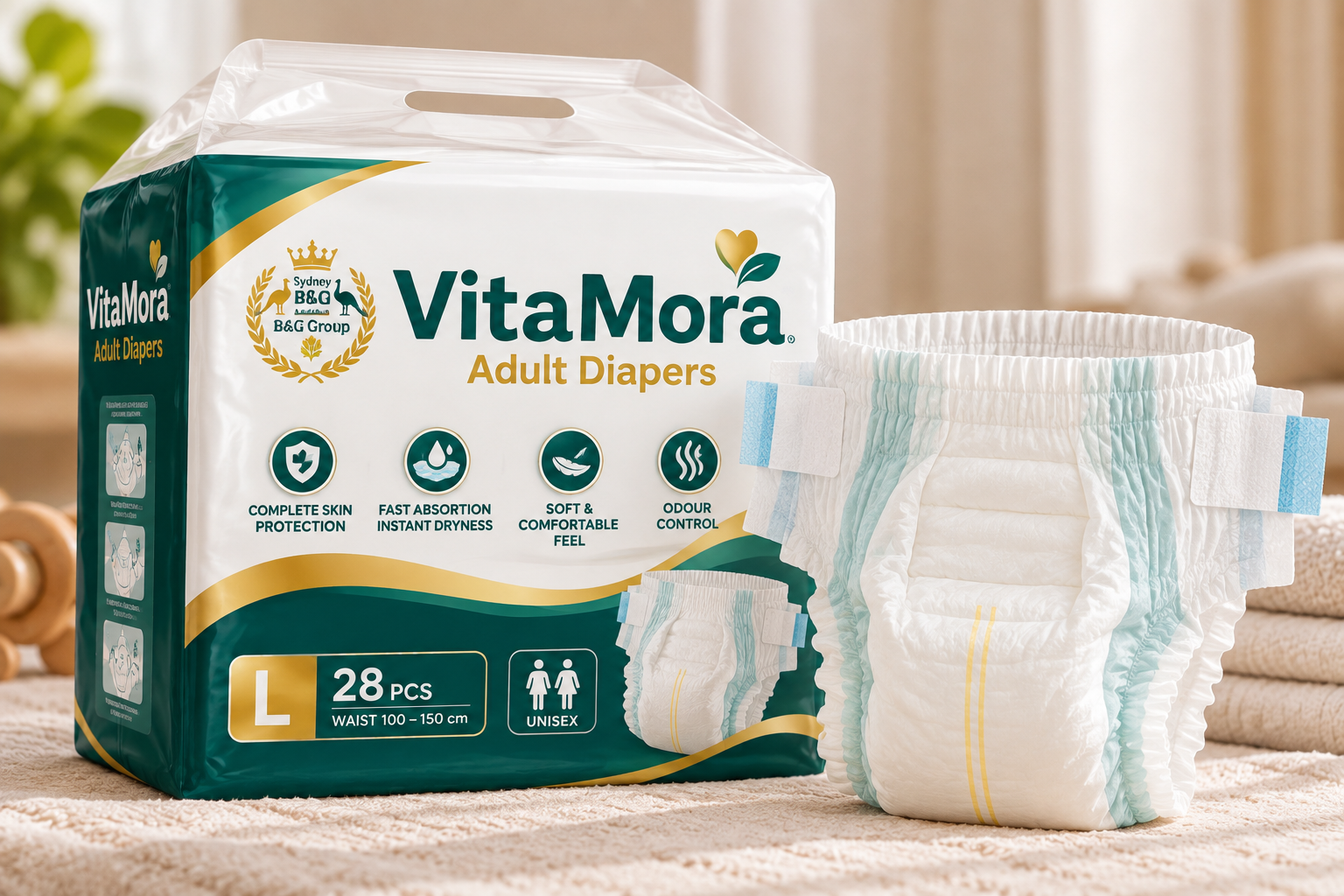 VitaMora Adult Diapers 28 Pcs Open Diaper Sample